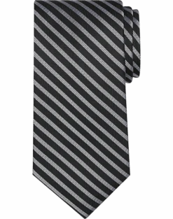 Calvin Klein Narrow Tie, Silver-Gray And Black Stripe