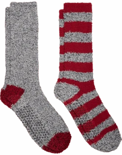 Egara Crew Socks, 2 Pack Gray & Red