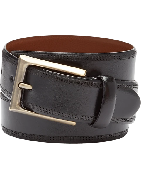 Joseph Abboud Feather Edge Leather Belt, Black 1 Joseph Abboud Feather Edge Leather Belt, Black