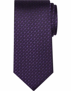 Pronto Uomo Narrow Tie, Plum Tonal Grid