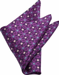 Pronto Uomo Pocket Square, Plum Medallion