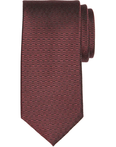 Pronto Uomo Narrow Tie, Burgundy Geo 1 Pronto Uomo Narrow Tie, Burgundy Geo