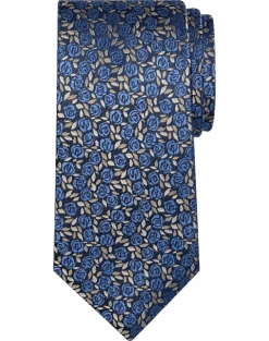 Pronto Uomo Narrow Tie, Blue Floral
