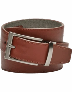 Joseph Abboud Reversible Leather & Linen Casual Belt, Tan & Brown