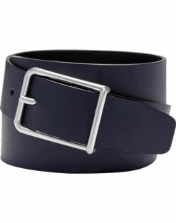 Joseph Abboud Leather Casual Belt, Navy Abstract Geometric
