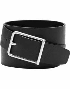 Joseph Abboud Leather Casual Belt, Black Abstract Geo