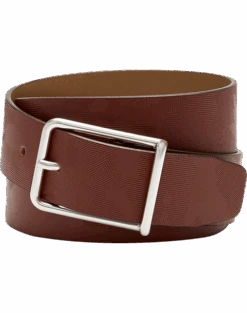 Joseph Abboud Leather Casual Belt, Cognac Abstract Geo