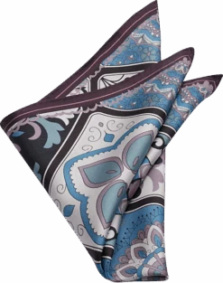 Joseph Abboud Pocket Square, Blue Tile Mosaic