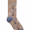 Egara Socks, Tan With Anchors