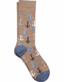 Egara Socks, Tan With Anchors