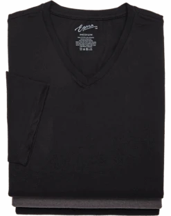 Egara Slim Fit V-Neck T-Shirt, 3-Pack, Black & Gray