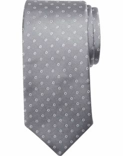 Michael Strahan Narrow Tie, Silver Stylized Dot