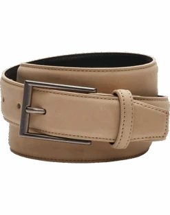 Egara Feather Edge 32mm Faux Leather Belt, Sand