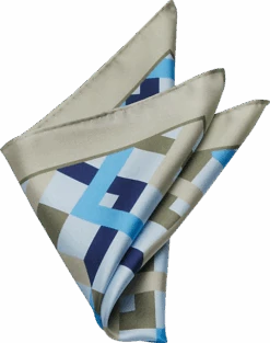 Pronto Uomo Pocket Square, Tan Crisscross