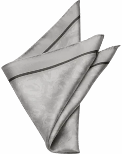 Joseph Abboud Pocket Square, Silver Abstract Swirls