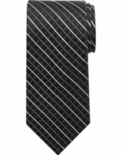 Pronto Uomo Narrow Tie, Black Plaid