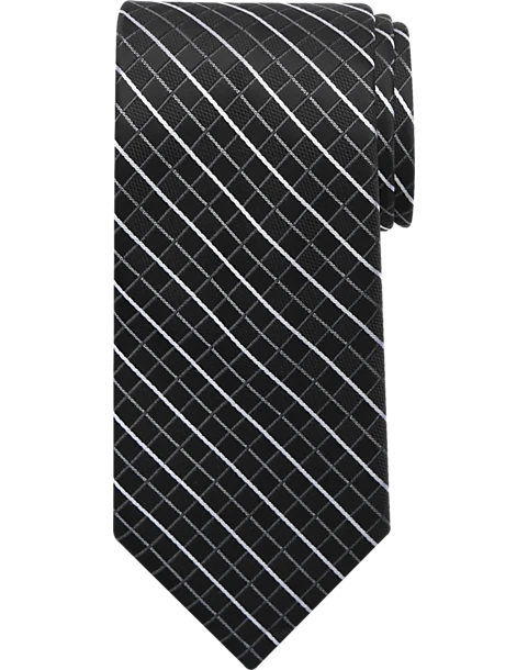 Pronto Uomo Narrow Tie, Black Plaid 1 Pronto Uomo Narrow Tie, Black Plaid