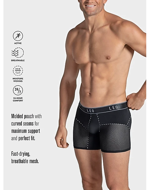 Leo By Leonisa Mesh Boxer Briefs, Black 3 Leo By Leonisa Mesh Boxer Briefs, Black - Image 3